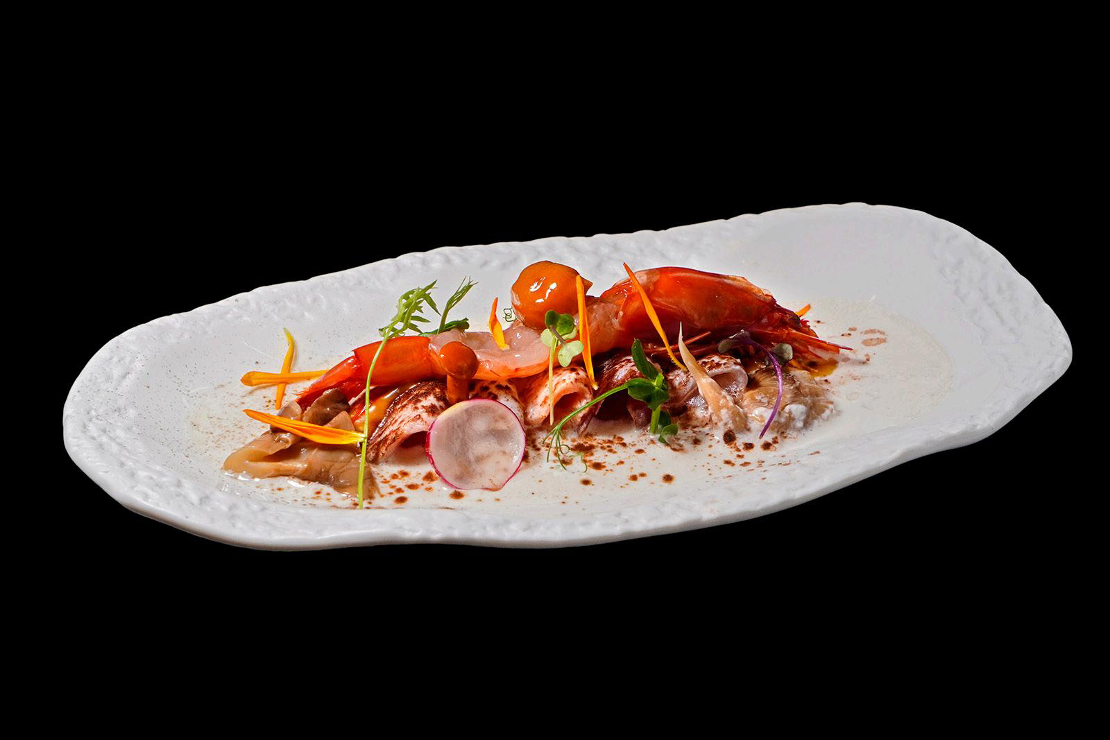 Gambero rosso e crudo di mare